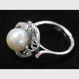 White Gold, Pearl & Diamond Ring | Period: c1920s | Make: Handmade | Material: 18ct white gold, pearl and diamond