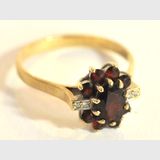 Garnet & Diamond Ring | Period: 1970s | Make: Handmade | Material: 9ct gold, garnets & diamonds