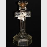 Cross Candlestick | Period: c1930s | Material: Clear glass