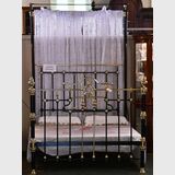 Queen Size Brass & Iron Bed | Period: c1890s | Material: Brass, Iron & Porcelain