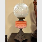Oil Table Lamp | Period: Victorian | Material: Glass and cast iron
