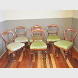 Set 6 Balloon Back Chairs | Period: Victorian | Material: Cedar,  upholstered in green velvet