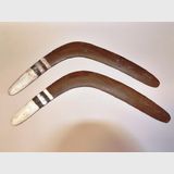 Pair Returning Boomerangs | Period: Vintage | Material: Wood and white paint
