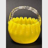 Yellow Glass Basket | Period: Victorian c1900 | Material: Coloured glass