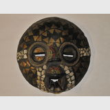 Ceremonial Mask | Period: c1890 | Make: Baluba (female) | Material: Wood with beads, cowrie shells  and inlaid brass.