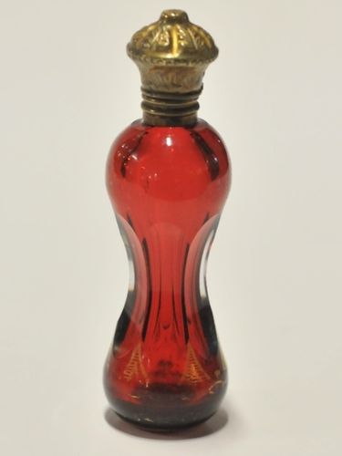 Ruby Glass Scent Bottle | Period: 19th century | Material: Glass & Brass