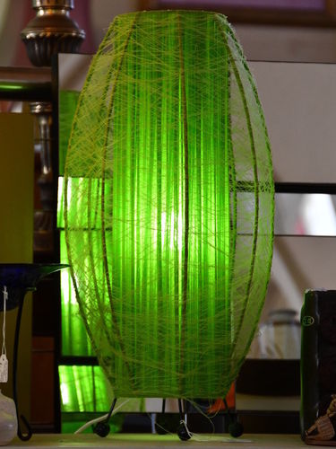 Retro Lamp | Period: Retro c1970s | Material: Green fabric