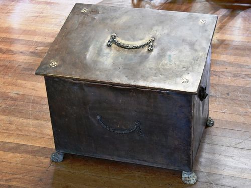 Brass Wood Box | Period: c 1920s | Material: Brass case, timber interior