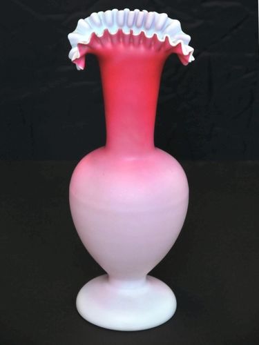 Cased Satin Glass Vase | Period: Victorian | Material: Lined pink satin glass