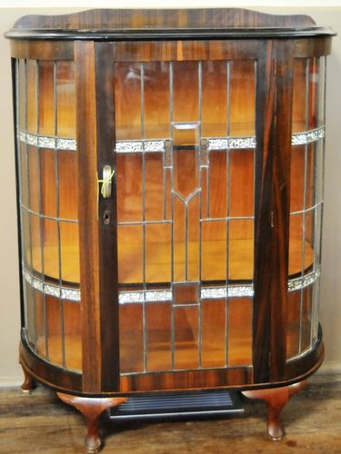 Leadlight China Cabinet | Period: Art Deco c1935 | Material: Walnut veneer