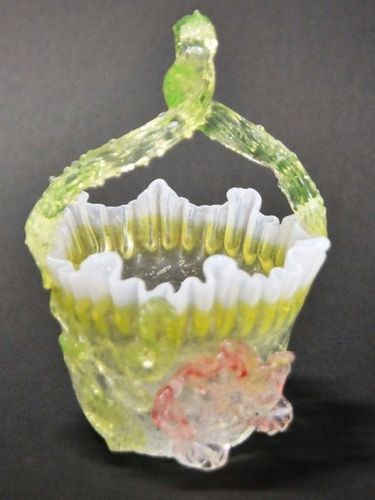 Crackle Glass Basket | Period: Victorian c1880 | Material: Green crackle glass