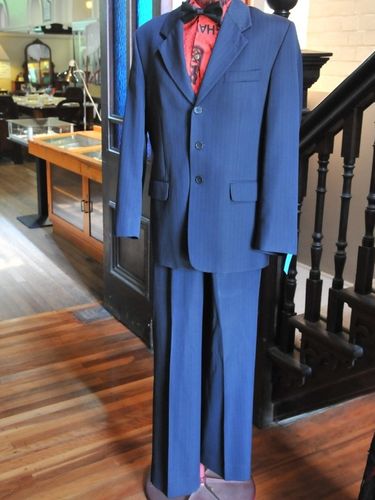 Pin Stripe Suit | Period: c1970s | Make: Fletcher Jones | Material: Wool blend