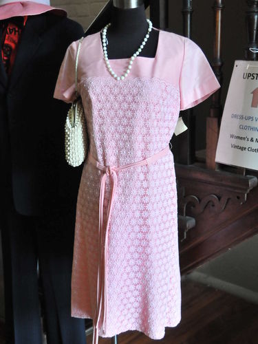 Formal Dress | Period: c1960s | Make: Homemade | Material: Pink raw silk and lace