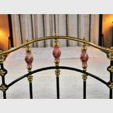 Queen Brass & Iron Bed | Period: Edwardian c1905 | Material: Brass, Iron & Porcelain