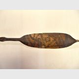 Spearthrower- Woomera | Period: Pre WW2 | Material: Wood, probably a type of sheoak | Outside view of spearthrower.