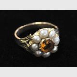 Citrine & Pearl Ring | Period: Victorian c1850 | Make: Handmade | Material: 18ct Gold, Citrine & Seed Pearls