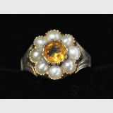 Citrine & Pearl Ring | Period: Victorian c1850 | Make: Handmade | Material: 18ct Gold, Citrine & Seed Pearls