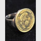 French Coin Ring | Period: c1950s | Make: Handmade | Material: 14ct gold with French gold coin.