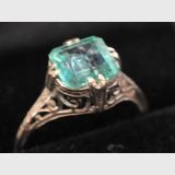 Filagree Emerald Ring | Period: c1960s | Make: Cast silver | Material: Sterling silver & emerald