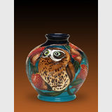 Moorcroft BooBook Owl vase | Period: 2015 Australian Exclusive design | Make: Moorcroft | Material: Pottery | BooBook Owl view one
