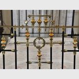 Queen Brass, Iron & Porcelain Bed | Period: Victorian 1895 | Material: Brass, iron & porcelain