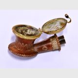 Smoking Pipe Bowl | Period: c 1920s | Material: Carved wood/ brass cap