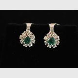 Emerald & Diamond Earrings | Period: c1930 | Material: 18ct white gold, emerald and diamond