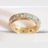Emerald & Diamond Ring | Period: c1980 | Material: 9ct gold, emerald and diamond