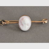 Cameo Bar Brooch | Period: Edwardian c1910 | Material: Shell cameo and 9ct gold.