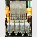 Queen Brass Bed | Period: Edwardian c1905 | Material: Brass, iron & porcelain