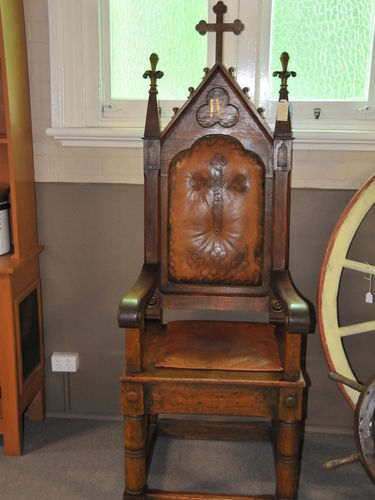 Throne Chair | Period: c1865 | Material: Oak | Bishop's Chair from Melbourne Anglican Church.