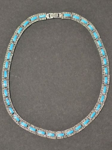Turquoise Necklet | Period: New | Material: S/Silver, Turquoise and Marcasite