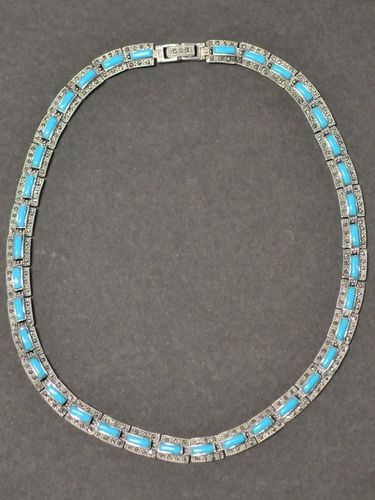 Turquoise Necklet | Period: New | Material: S/Silver, Turquoise and Marcasite