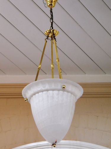 Milk Glass Hall Light | Period: c1970s | Material: Glass & brass