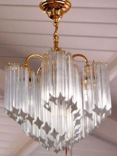 Murano Chandelier | Period: Art Deco c1970 | Make: Murano | Material: Crystal Glass & Brass