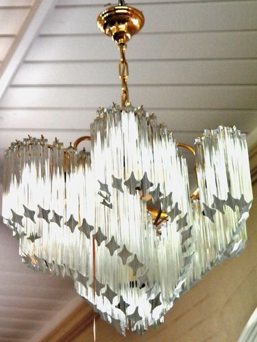 Murano Chandelier- Large | Period: Art Deco c1970 | Make: Murano | Material: Crystal, glass & brass