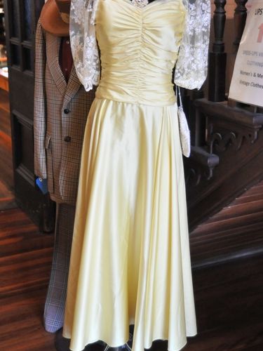 Party Dress | Period: c1970s | Material: Yellow Satin - nylon lace