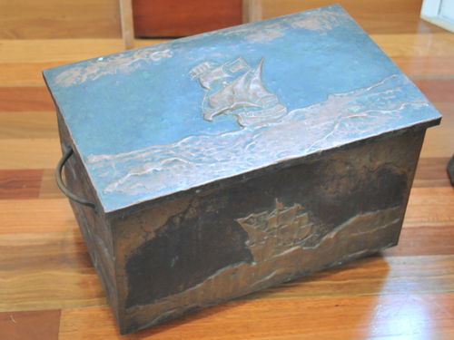Wood Box | Period: Edwardian c1910 | Material: Timber with embossed copper sheeting