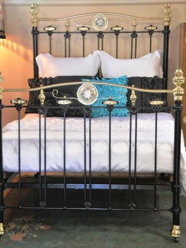 Double Ended Double Bed | Period: c1910 | Material: Brass, iron & porcelain