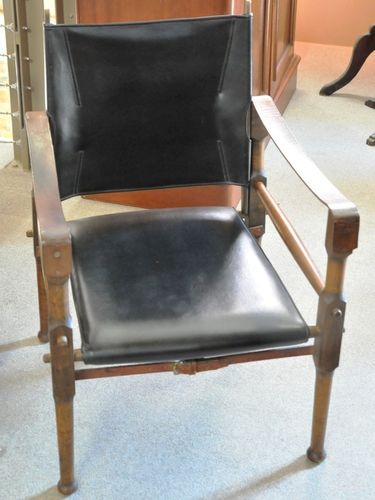 Safari Chair | Period: Art Deco c1960 | Make: Michael Hirst | Material: Leather & timber