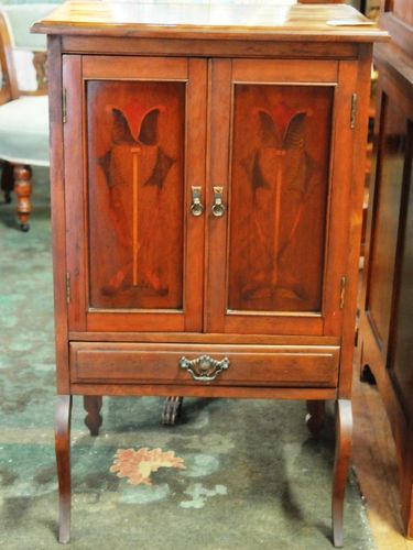 Inlaid Cabinet | Period: Victorian c1890 Art Nouveau | Material: Walnut