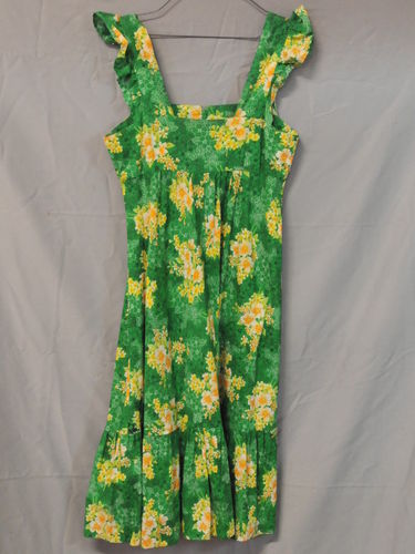 Sundress | Period: c1970s | Make: Handmade | Material: Green Cotton
