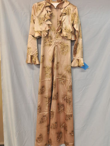 Evening Dress Ensemble | Period: c1970s | Make: Handmade | Material: Satin