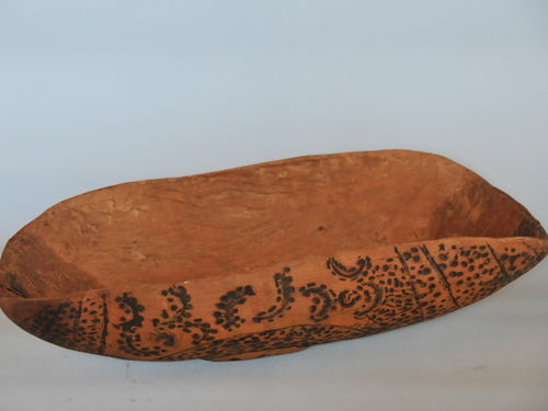 Coolamon Dish | Period: Pre WW2 | Material: Hardwood | Burnt and Pecked Bee Decoration