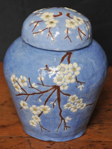 Harvey School Ginger Jar | Period: 1930 | Make: Florence Archer | Material: Glazed Pottery | Harvey School Lidded Ginger Jar signed by Florence Archer