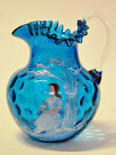 Mary Gregory Jug | Period: Victorian c1890 | Material: Glass with hand enamelling