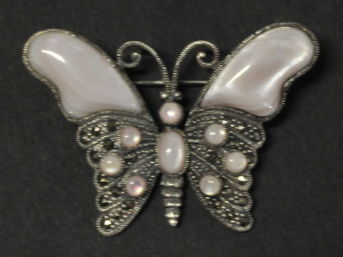 Butterfly Brooch | Period: New | Material: Mother of Pearl, sterling silver and marcasite