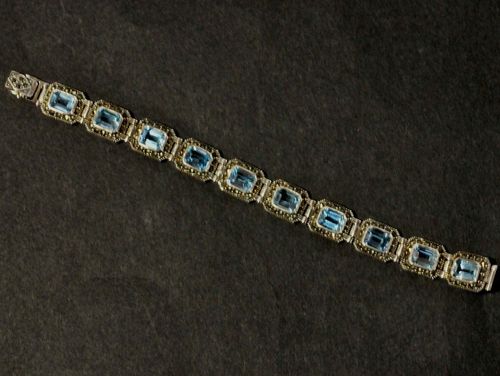 Bracelet | Period: New | Material: Blue Topaz,Marcasite & sterling silver