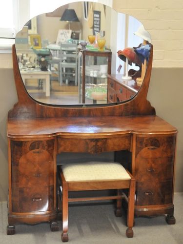Pedestal Dressing Table | Period: Art Deco c1930s | Material: Walnut Veneer.