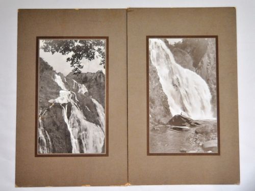 Photograph - 2 views of Barron Falls | Period: 1920's | Make: Soho Studio, Brisbane | Material: Sepia photograph on board. | 2 views of Barron Falls, North Queensland.